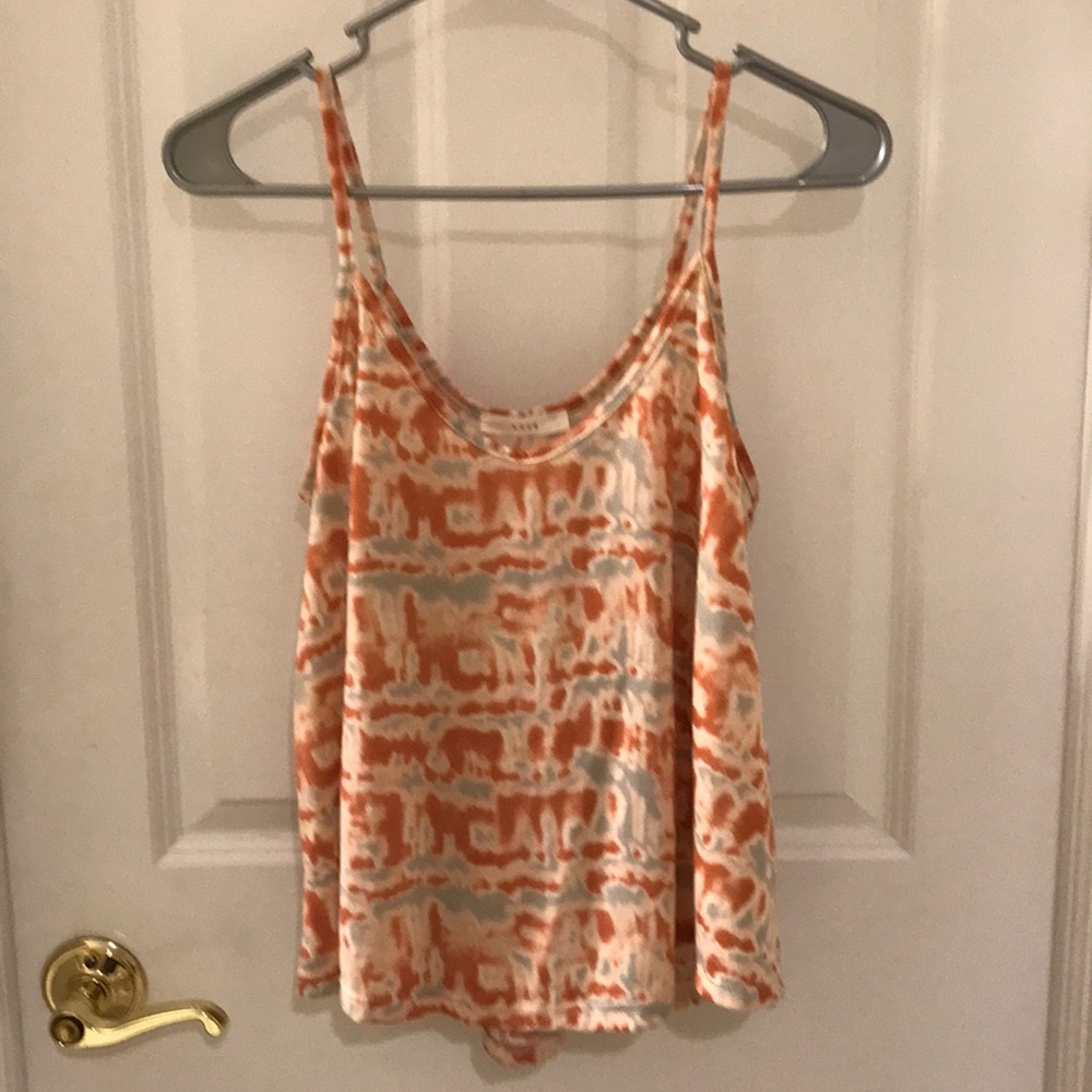 BURNT ORANGE AND LIGHT BLUE TANK TOP